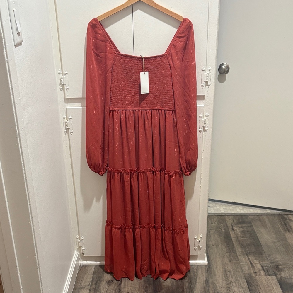 Moon River long sleeve Peasant dress in rust size small